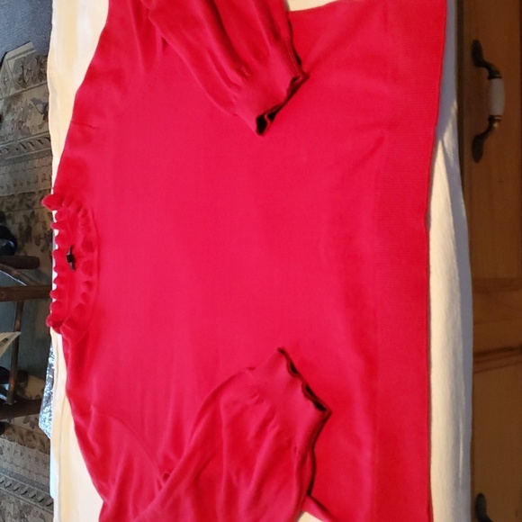 Talbots Red Ruffled Neck Long Sleeve Sz. XL Sweater NWT - Picture 5 of 10